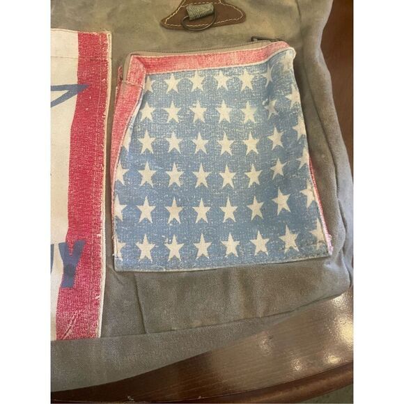 The Barrel Shack Leather Recycled Canvas Tote Patriotic One Size-NWOT - Picture 16 of 16